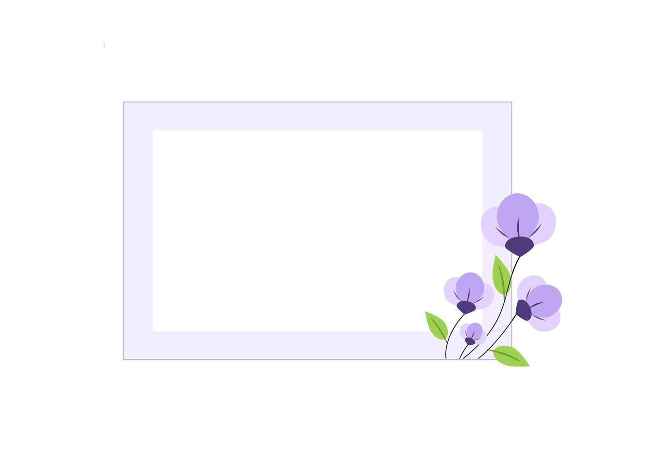 A purple frame with flowers and leaves on it vector