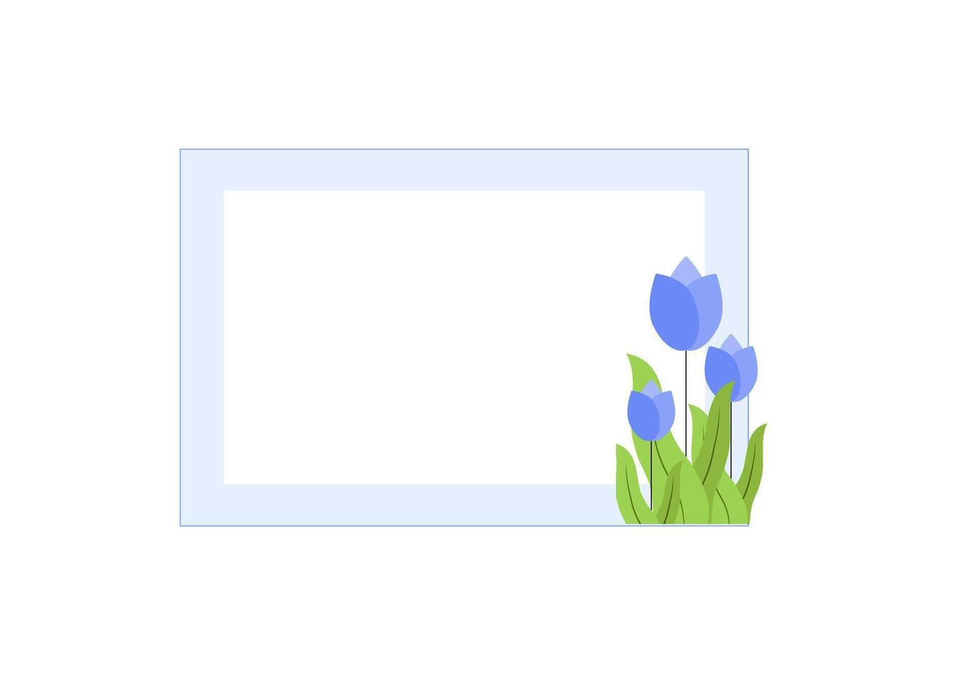 A frame with blue flowers and a green plant vector