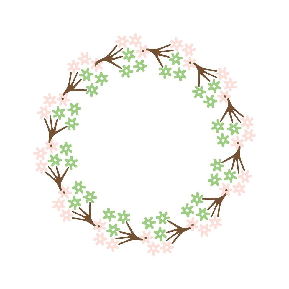 A circle with flowers on it vector