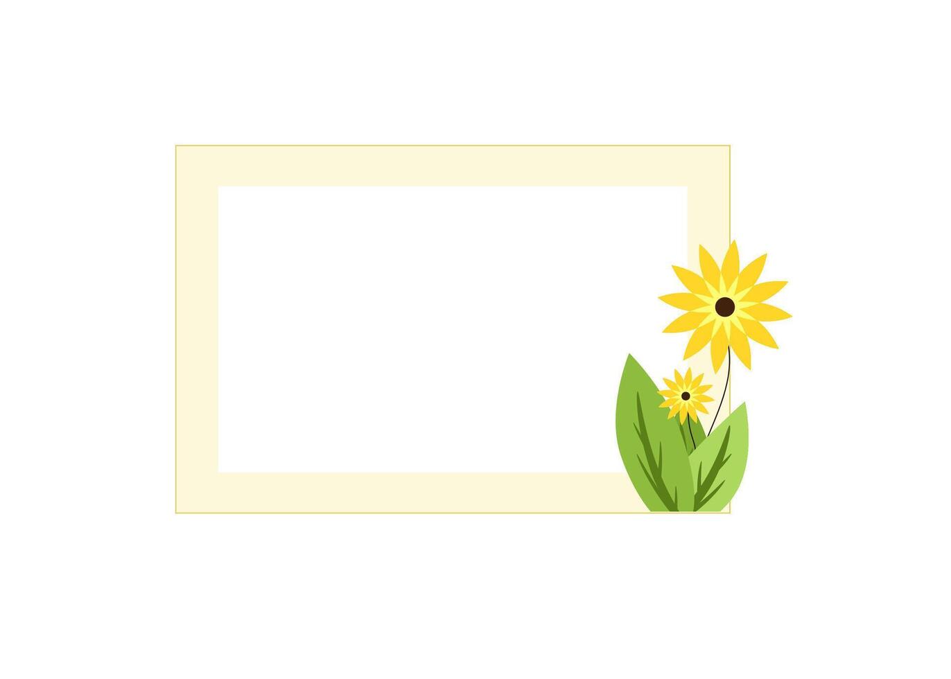 A yellow flower and a blank frame on a white background vector