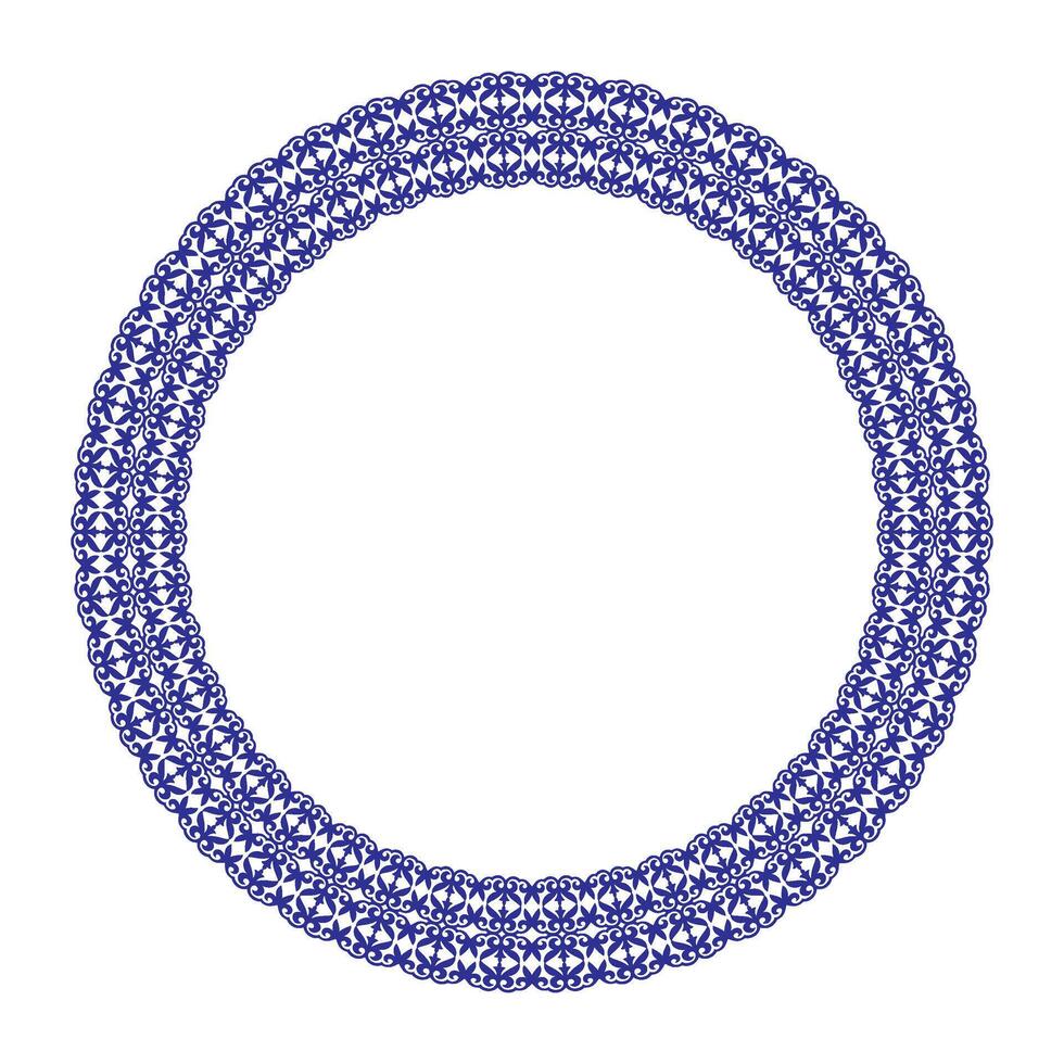Oriental round frame with arabesques. Muslim Seamless national ornament. Ethnic pattern Turk, Mongol, Kyrgyz, Moroccan, Kazakh. Stylized Mediterranean Ceramic, tiles, embroidery, border, sandblasting vector
