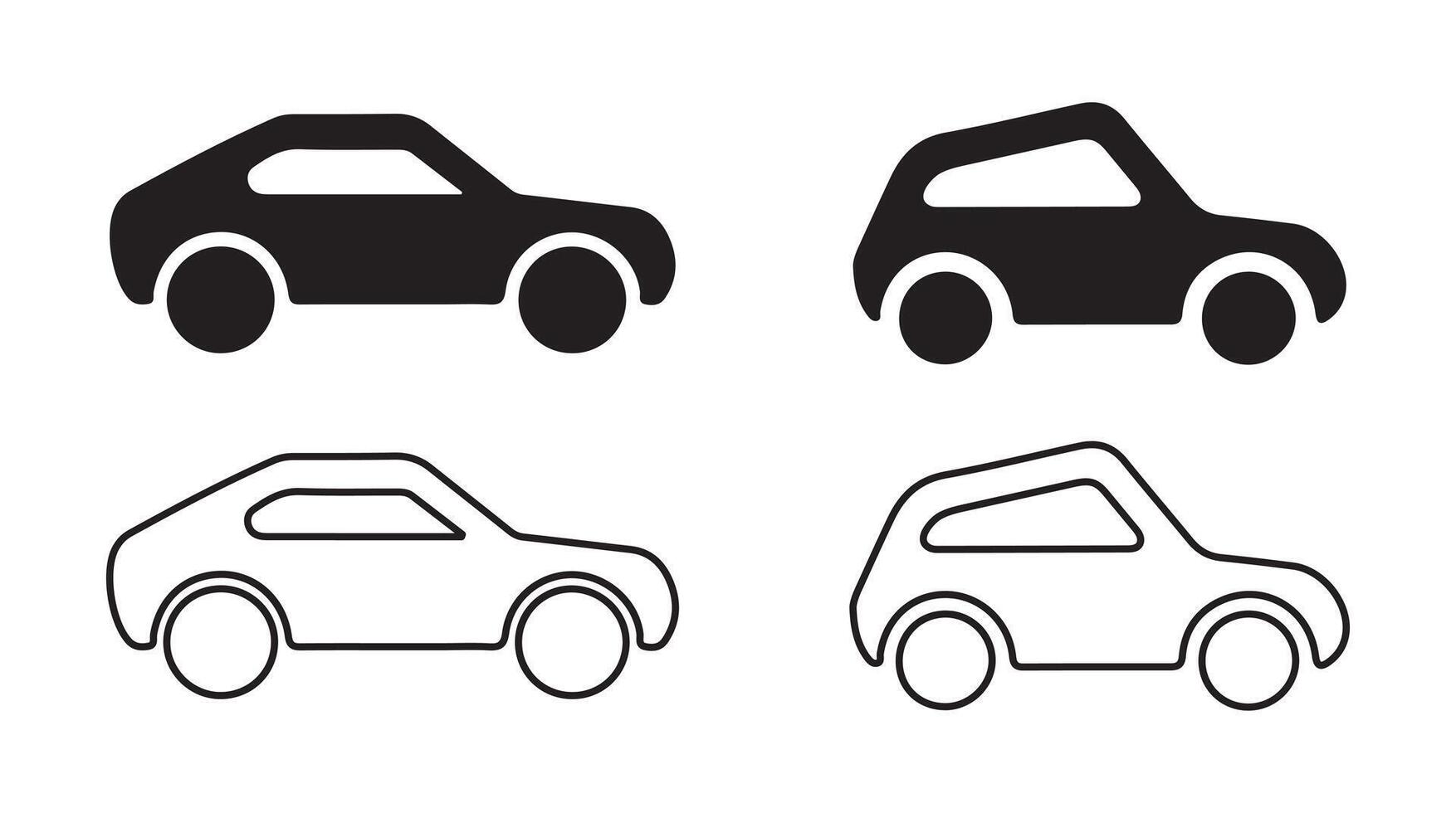 Car icons set. Ideal for automotive designs, transportation themes graphics, and vehicle. illustrations. vector