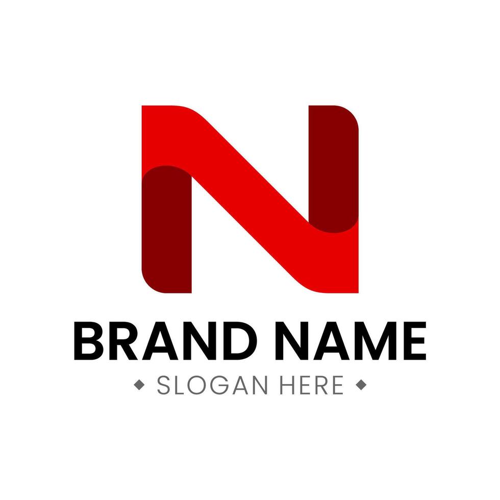 N letter logo in bright red color vector