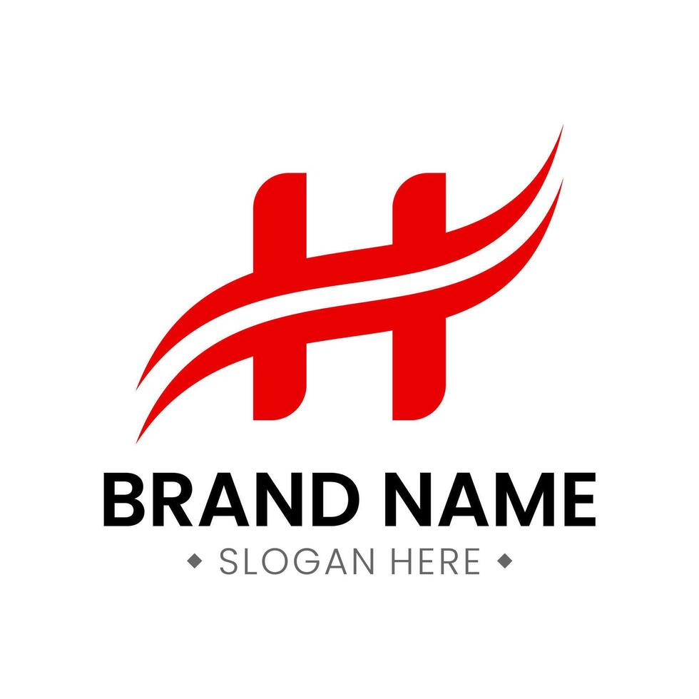 Bright red H letter logo with modern style vector