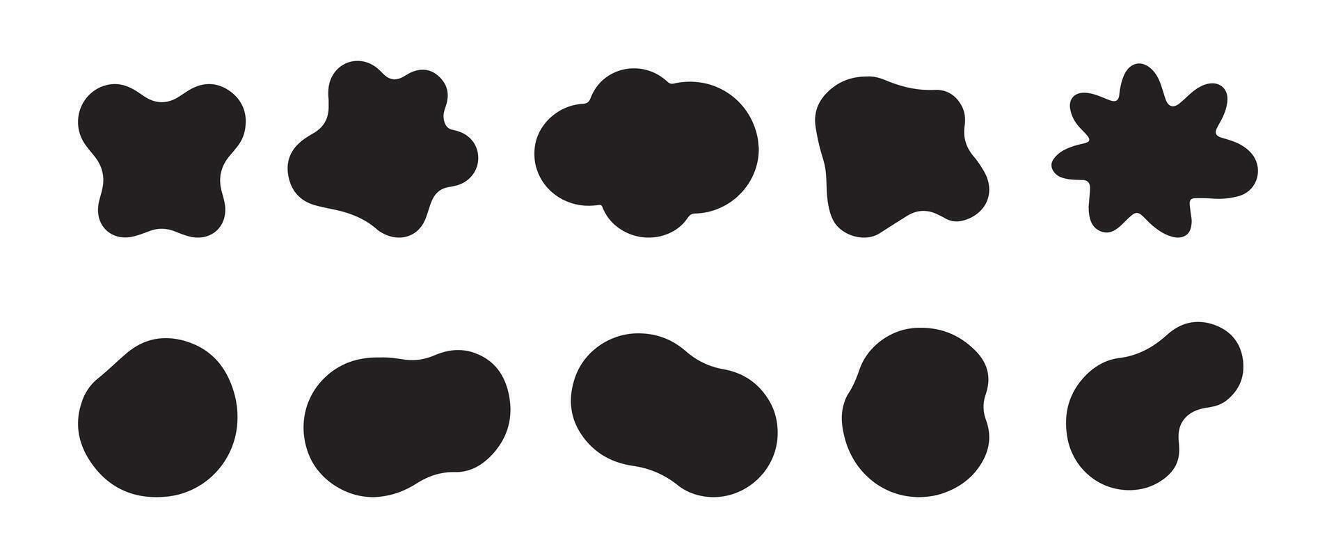 Set of blob shapes. Collection of abstract stains for your design. Different drops in modern style vector