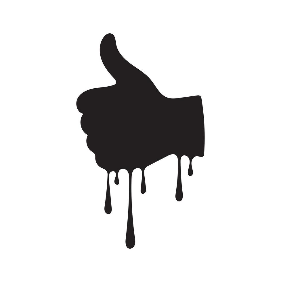 Dripping Hand Silhouette in the Shape of a Thumbs Up Symbol vector