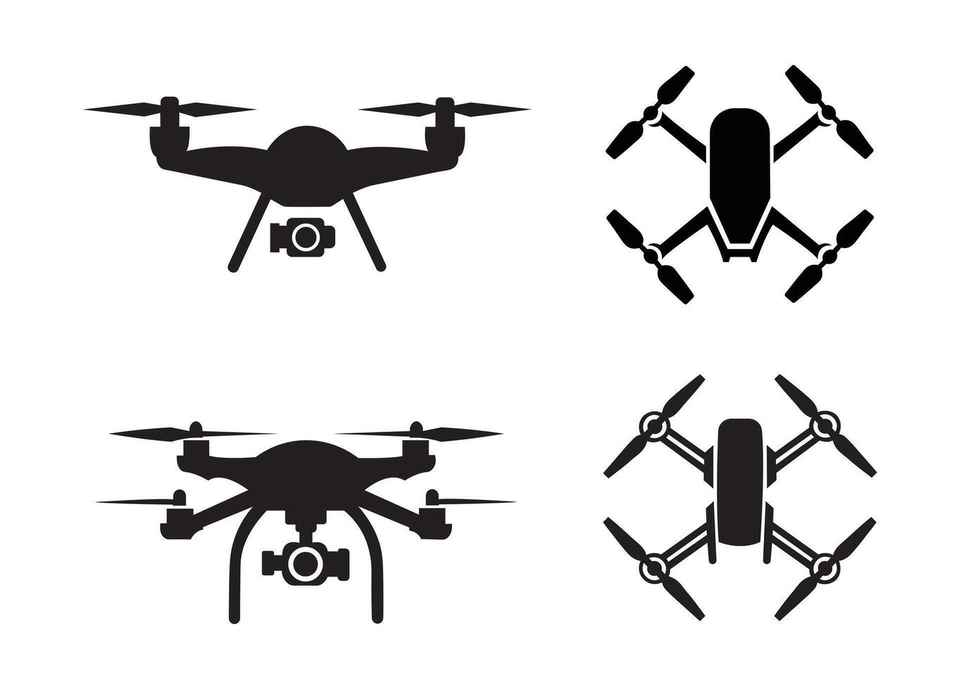 Drone icon set. Drone icon, drone quadcopter with action camera, Photo and drones icon. Drone aerial camera icon, drones icon symbol design vector