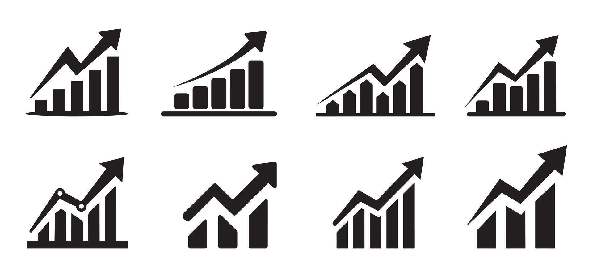 Growth bar graph icon set. Business graphs and charts icons. Statistics and analytics icon. vector