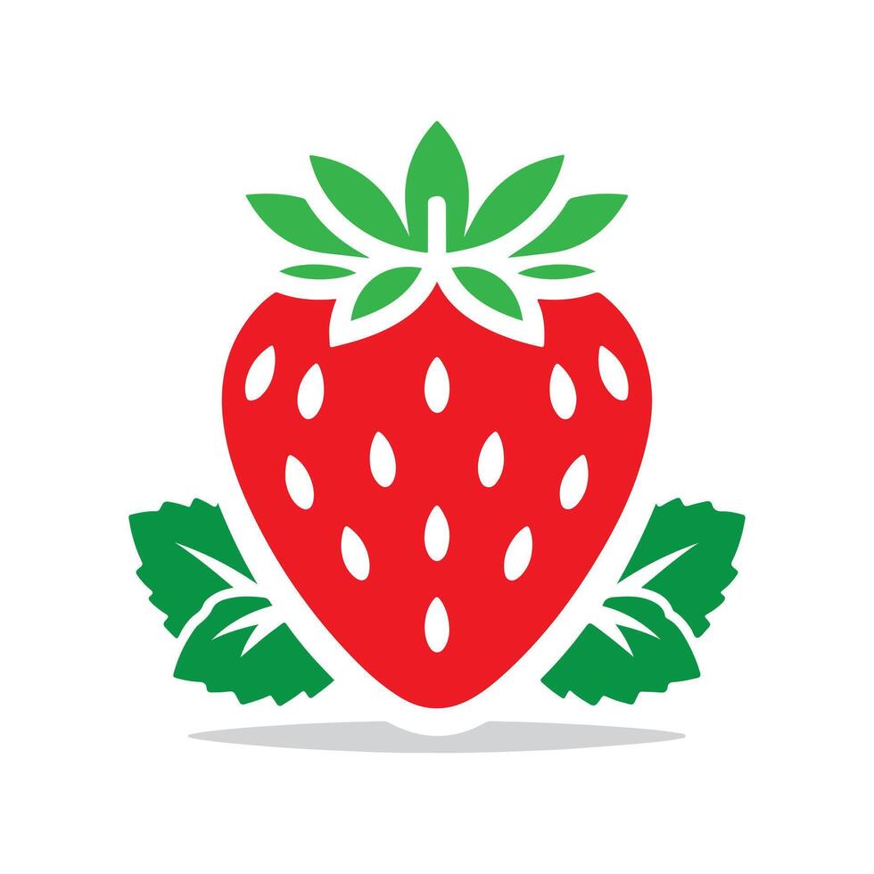 Strawberry fruit or strawberries flat color icon vector