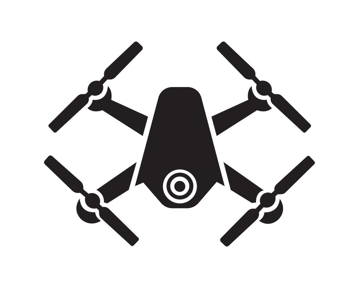 Drone icon, drone quadcopter with action camera vector