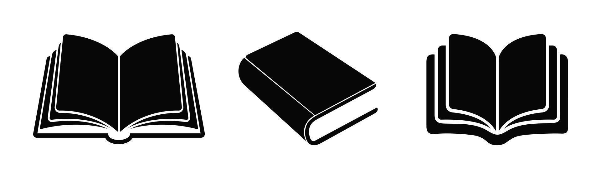 Book icon set. Open book icon, Closed book icon . Ebook icon vector