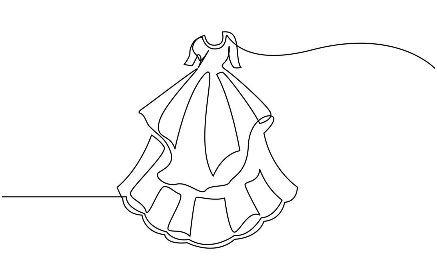 Wedding dress line art vector