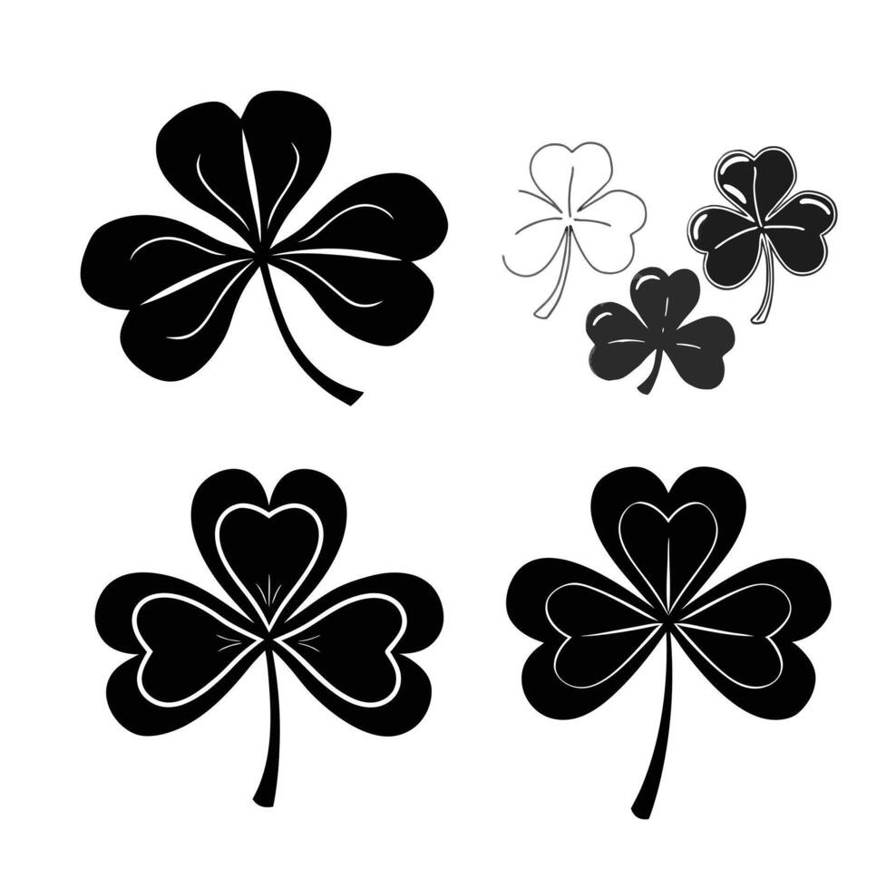 Minimalist Shamrocks Silhouette Set vector