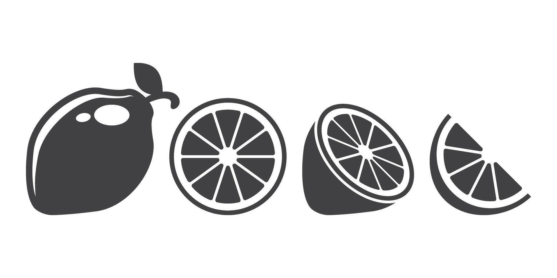 A black and white illustration of a lemon, lime and grapefruit vector
