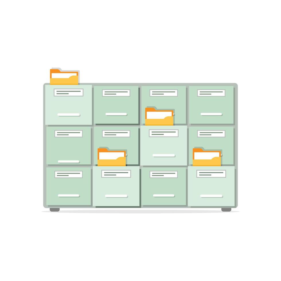 File cabinet with file folders and folders vector