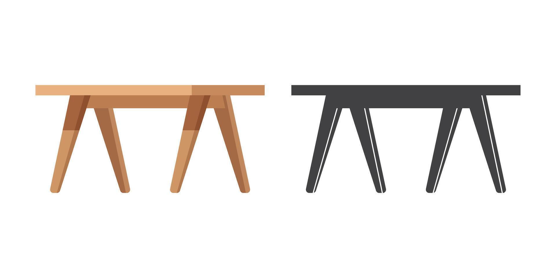 Two wooden tables with legs on a white background vector