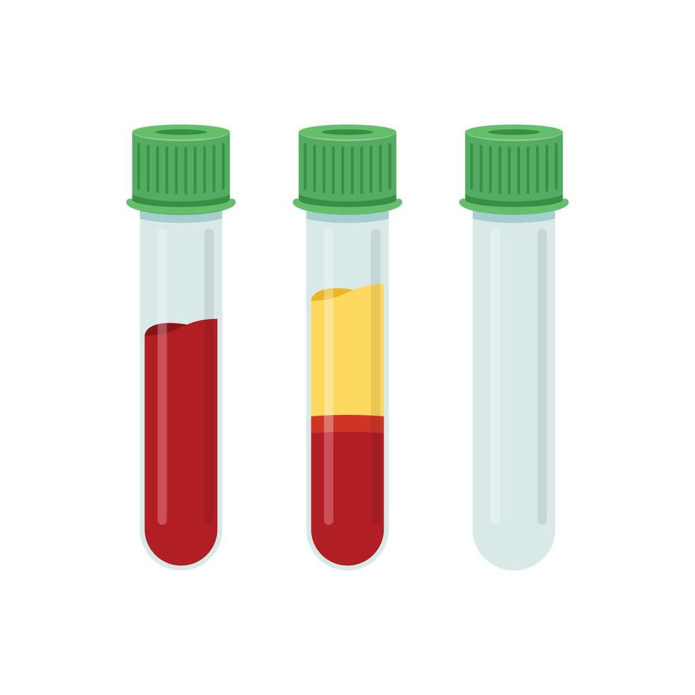 Three test tubes with red and yellow liquid vector