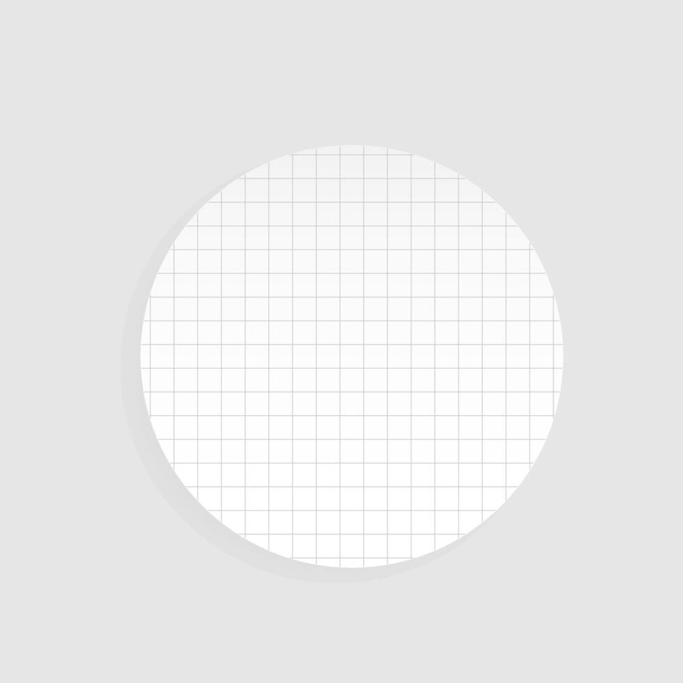 Round adhesive sticker in cage. White paper circle with shadows and realistic texture. Isolated illustration vector