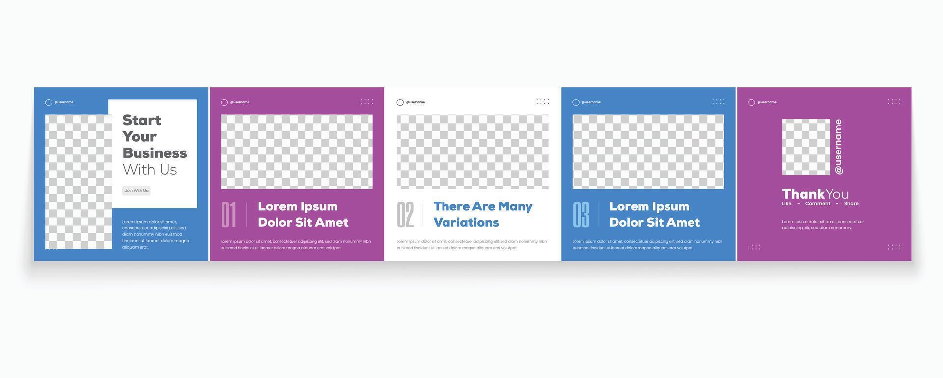 Blue and purple carousel template design layout vector