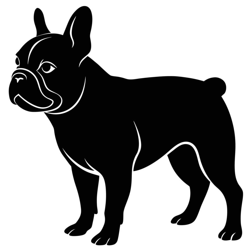 French Bulldog Face Icon Silhouette, Unique Expression and Art of Dog Face vector