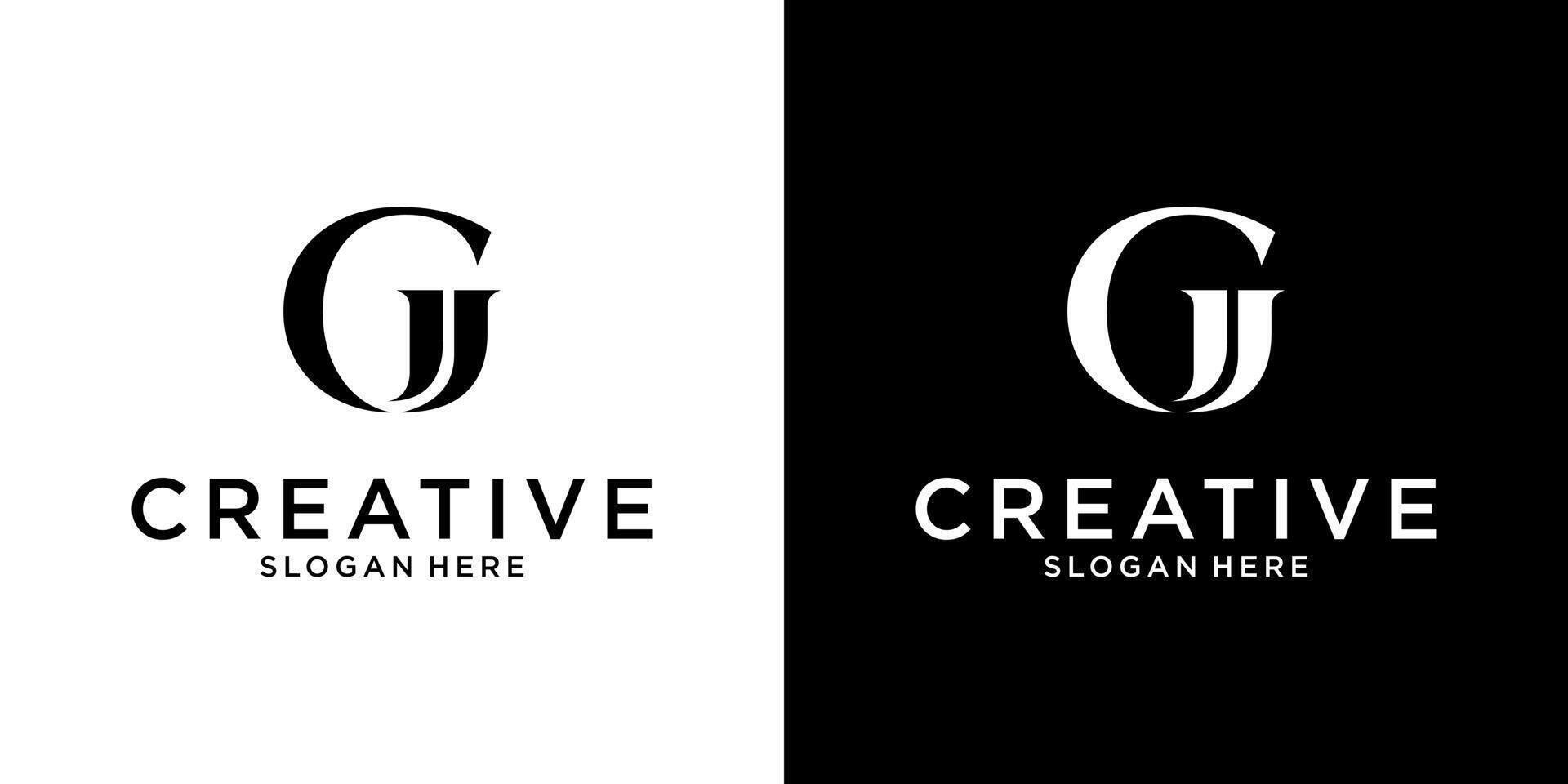 GJ or JG initial letter logo design template vector