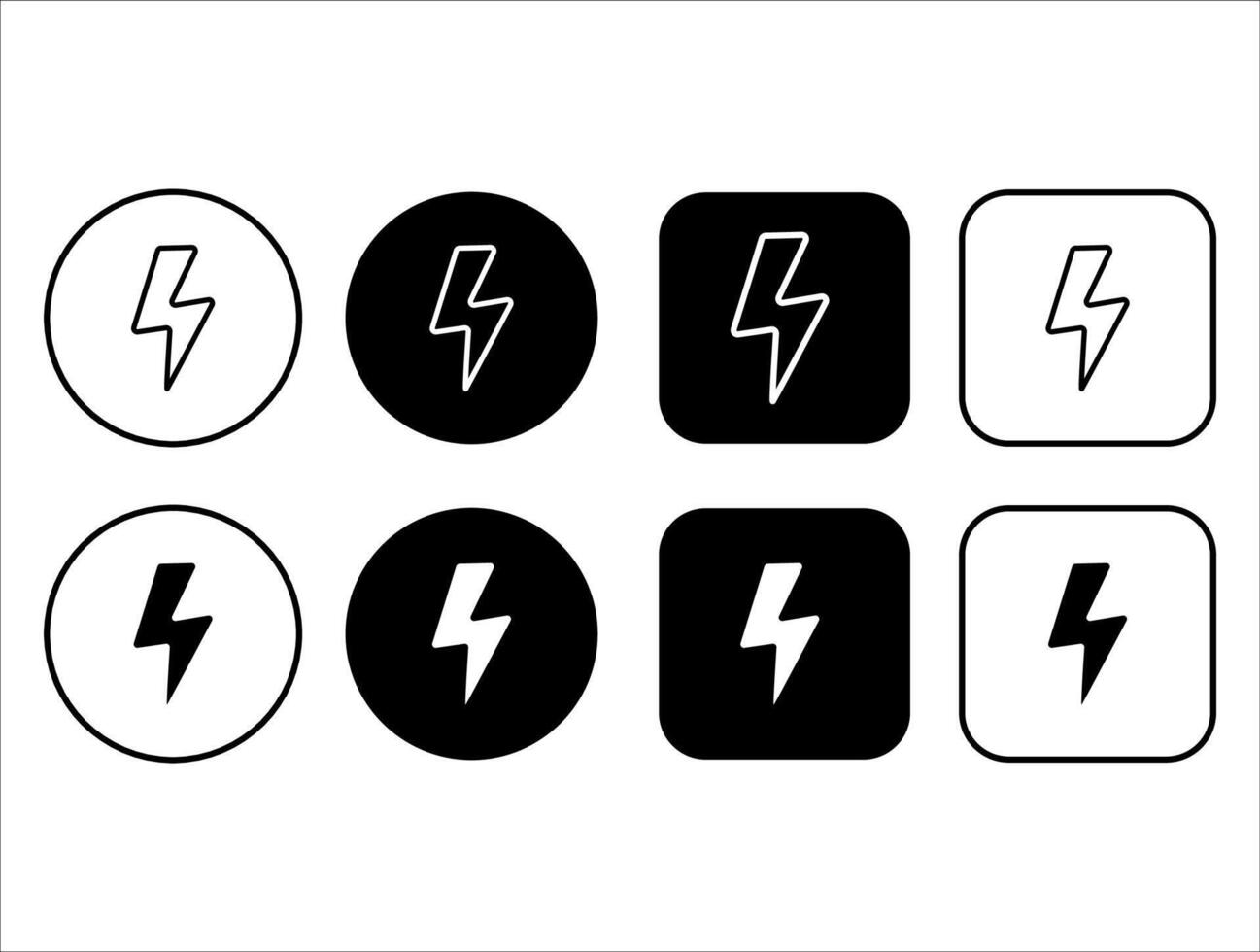 Flash lightning bolt icon set. Energy sign. Flash icon buttons set vector