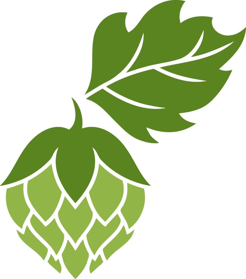 Green stencil hop cone icon Design element for restaurant menu craft beer pub brewery vector