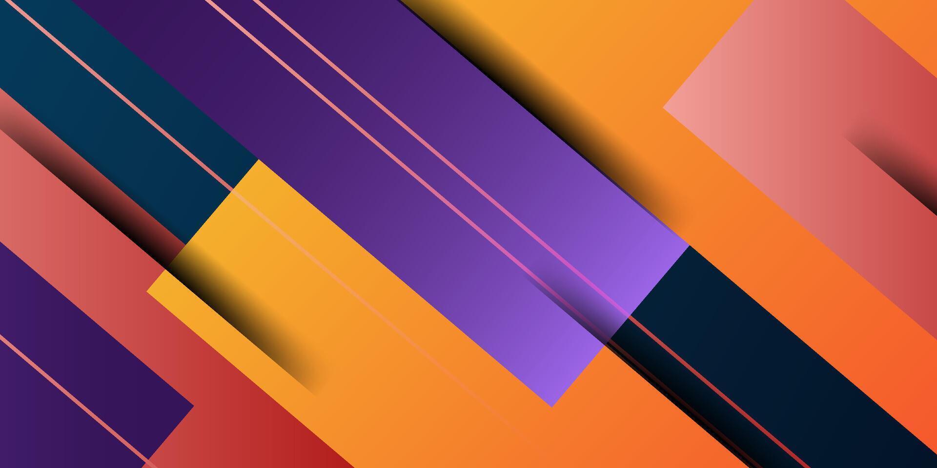 Abstract bright purple and orange colorful gradient background with simple patterned rectangles in 3D format. Dynamic and luxurious design on blue background. eps10 vector
