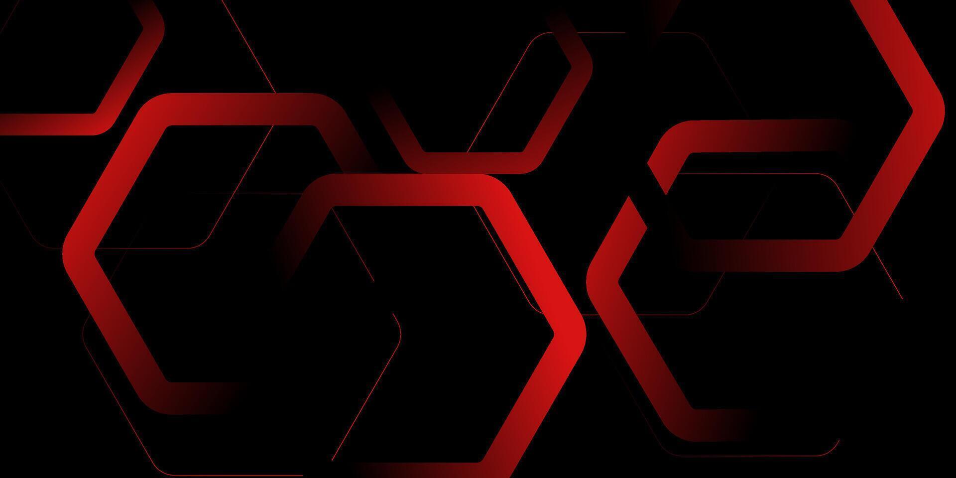 Abstract 3D background with hexagonal pattern. Modern design with simple geometric shapes in red on dark background. Eps10 vector