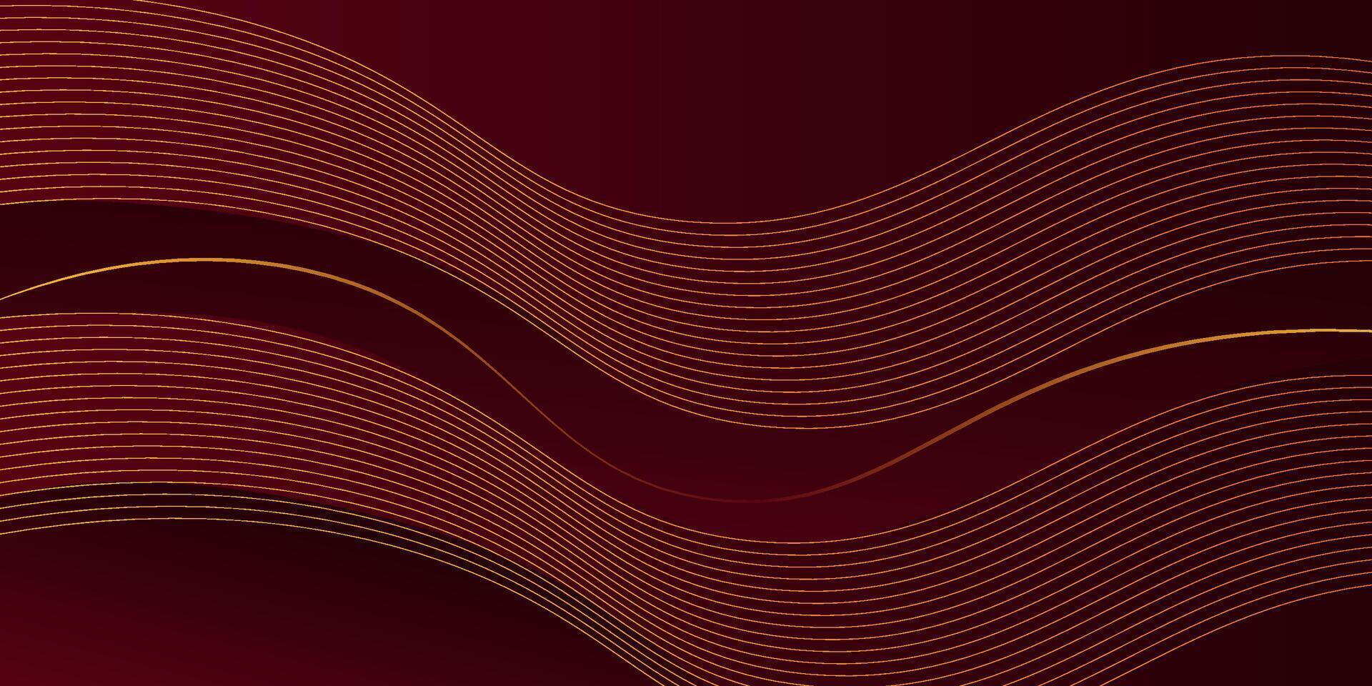 Dark red abstract background. Futuristic technology line background with wavy light effect. eps10 vector