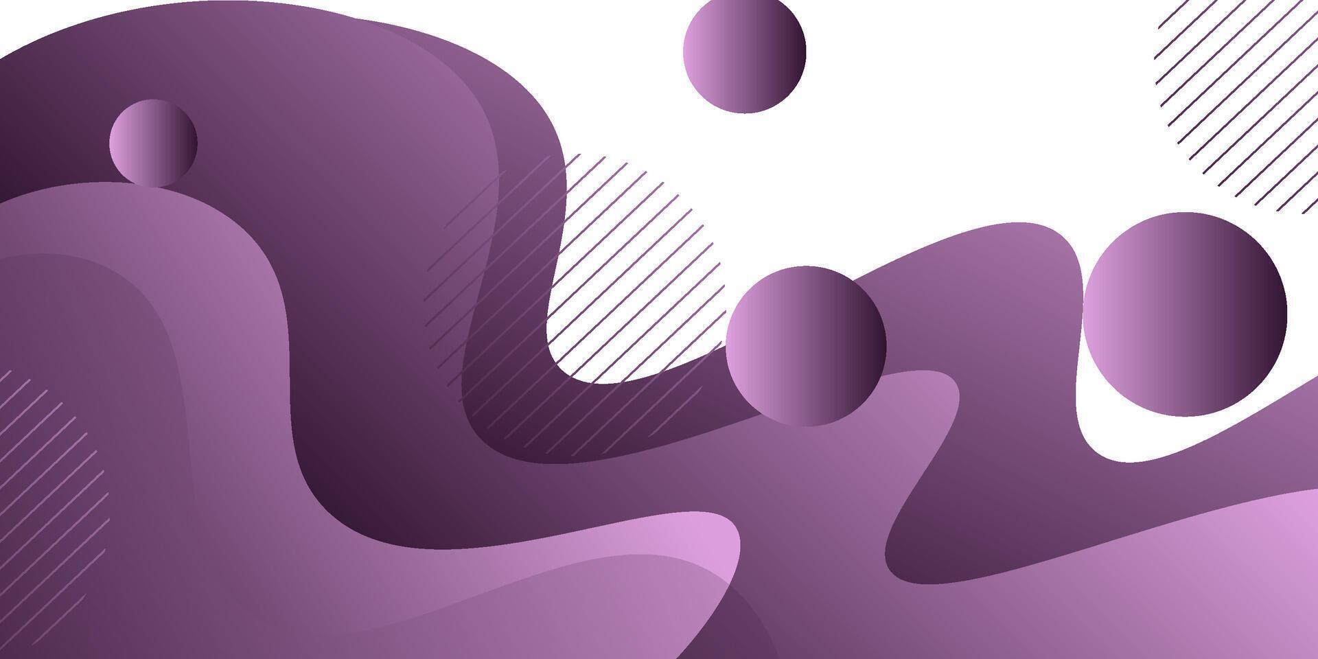 Purple geometric business banner design. Creative banner design with wave and circle shape as template. Simple design on white horizontal banner. Eps10 vector