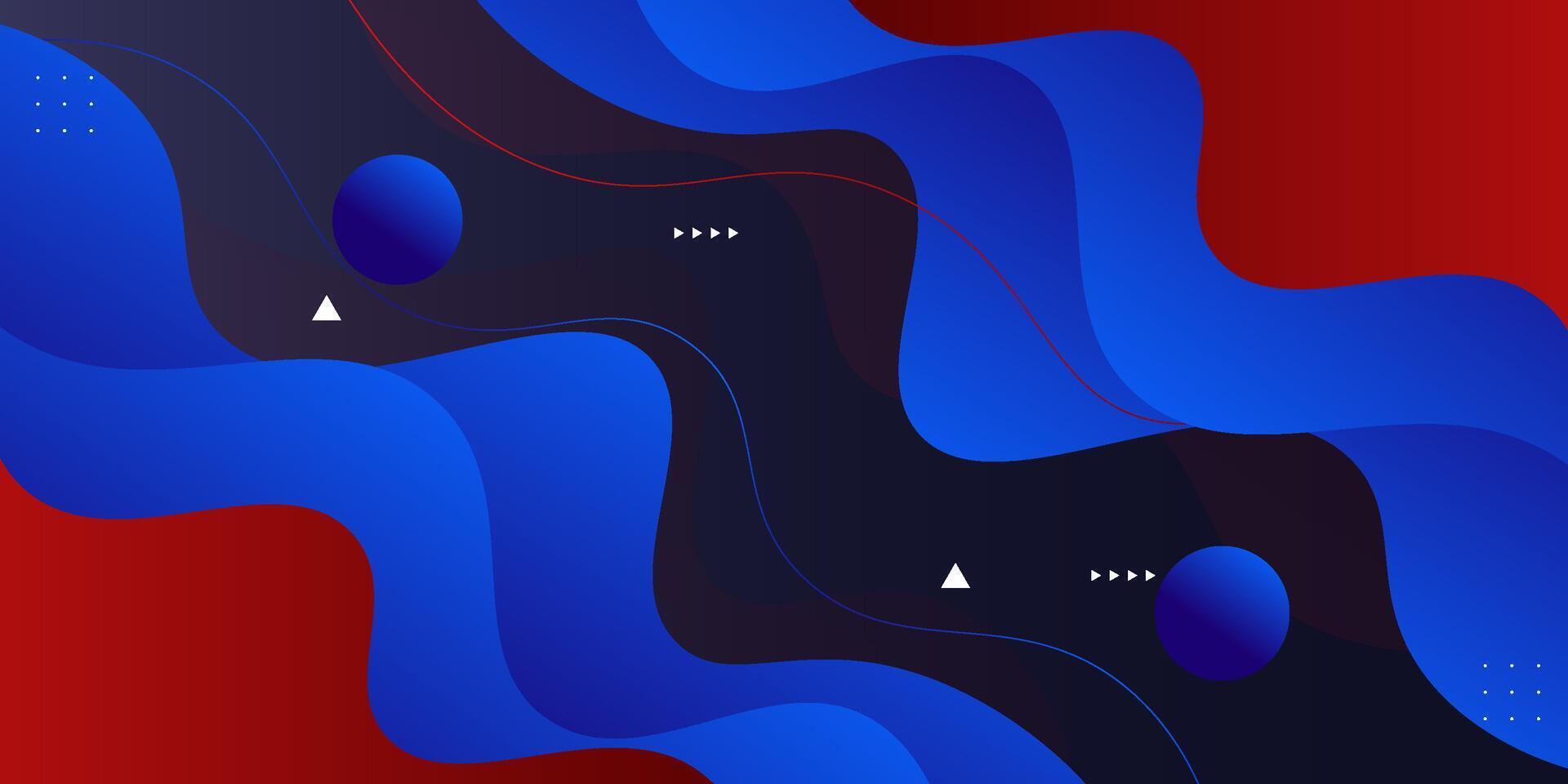 Blue and red geometric business banner design. Creative banner design with wave and line shape as template. Simple design on horizontal banner. Eps10 vector