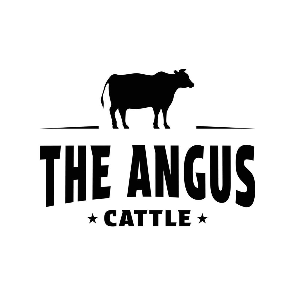 cattle angus beef logo design vintage style vector