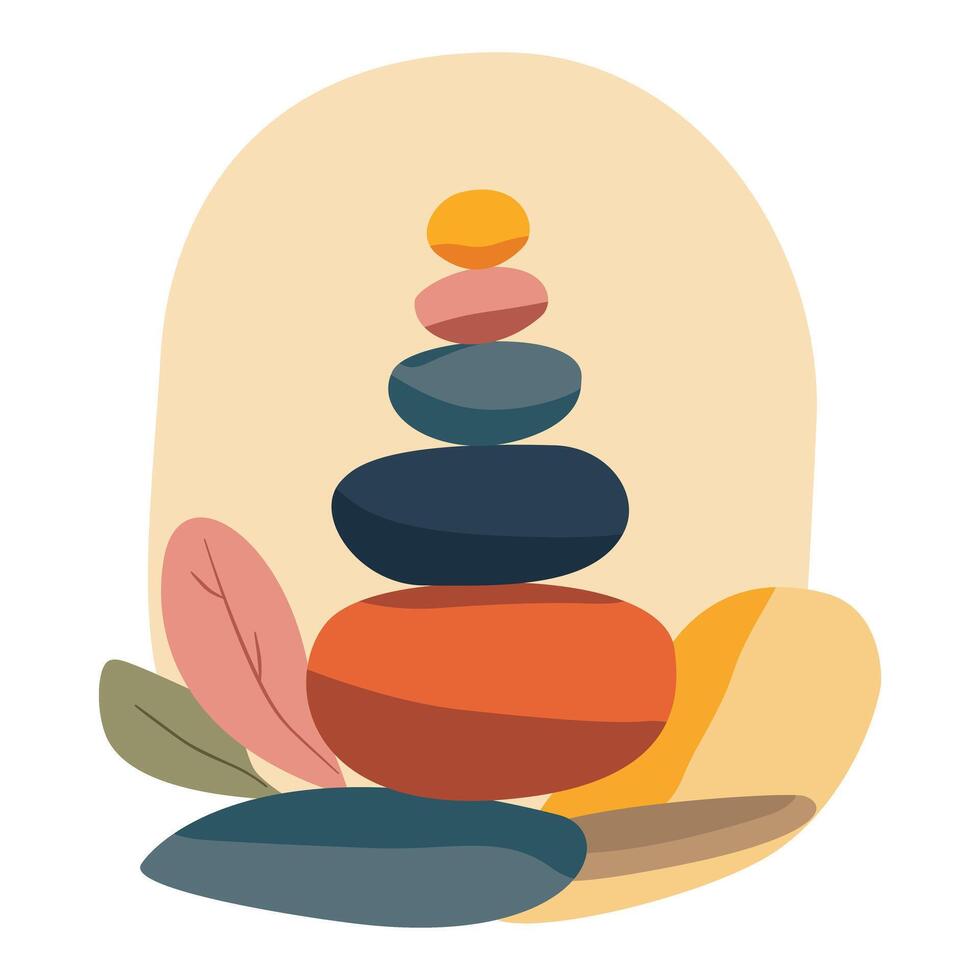 Serene Stack of Balancing Stones in Nature isolate on white vector