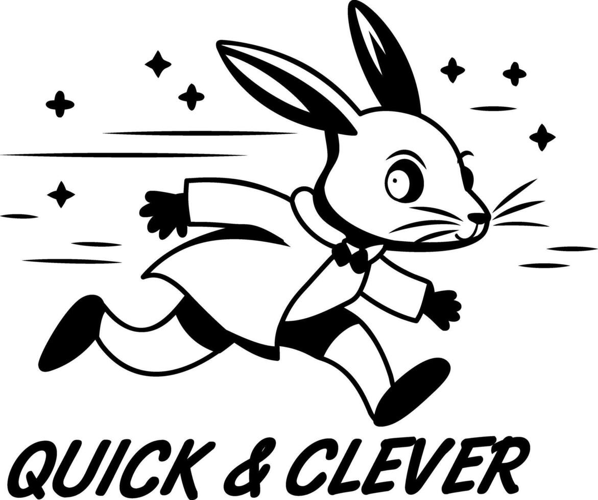 A glyph sticker of clever rabbit with typography vector