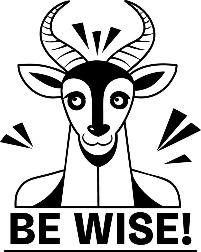 Be wise tragelaphus typographic glyph sticker vector
