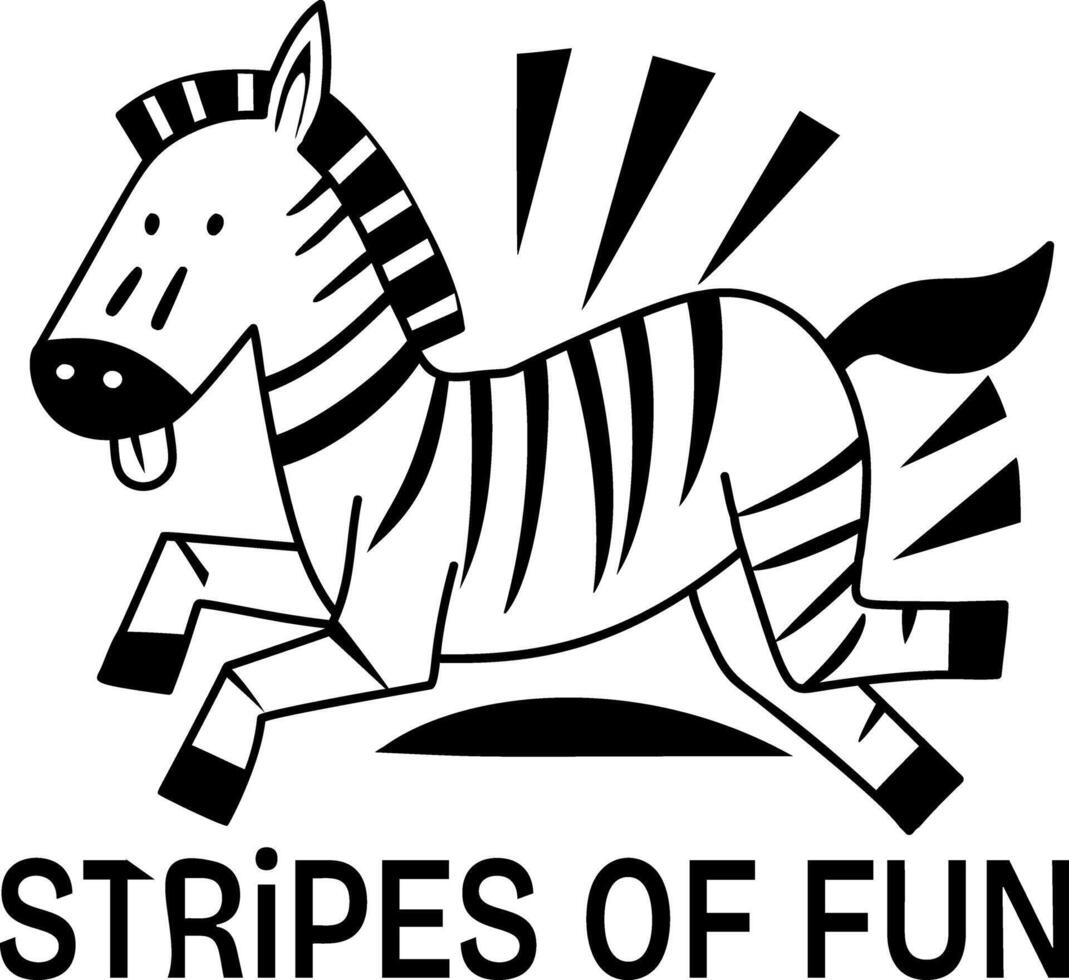 Cute zebra with text glyph style sticker vector