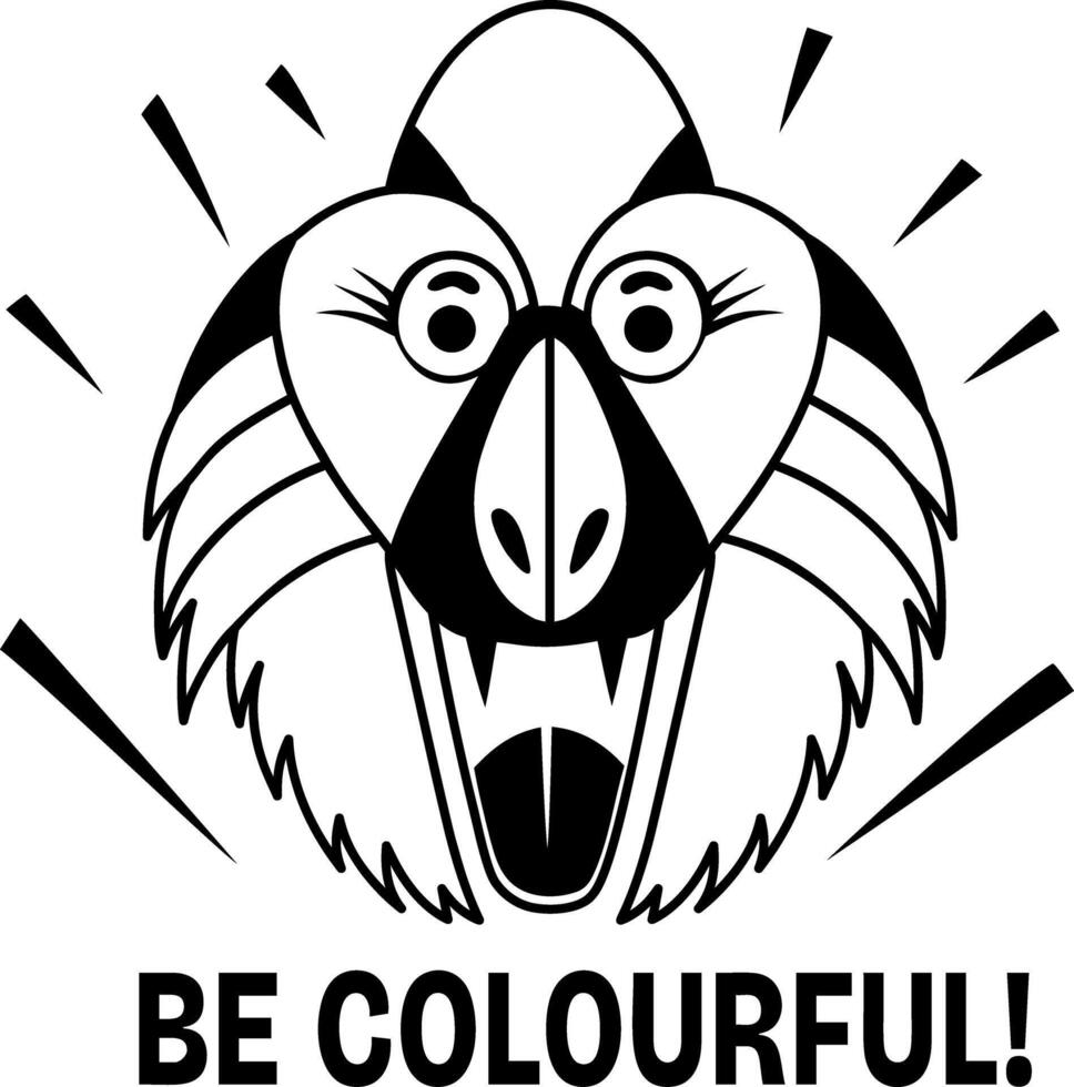 Mandrill with be colourful text, glyph sticker vector