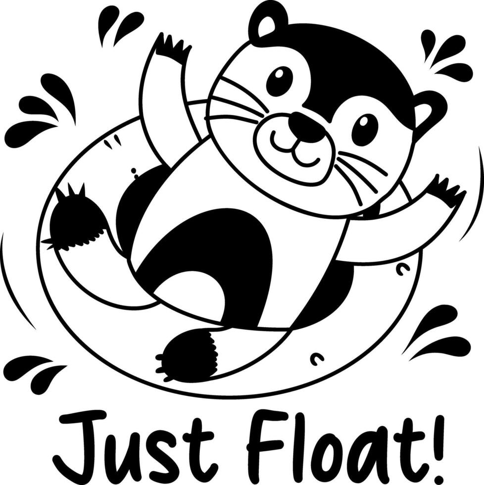 A comic style sticker of otter with just float typography vector