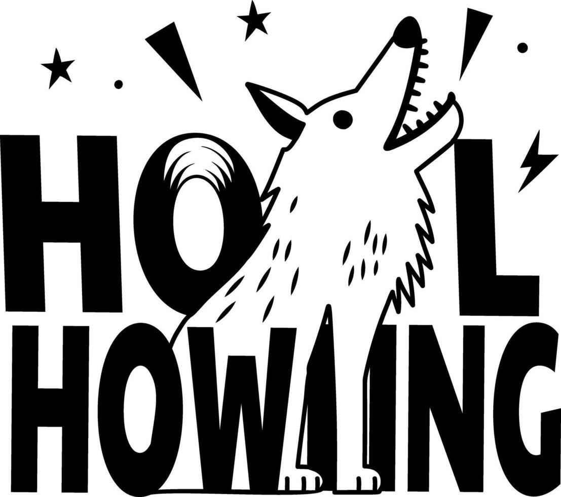 A glyph style sticker of howling wolf vector