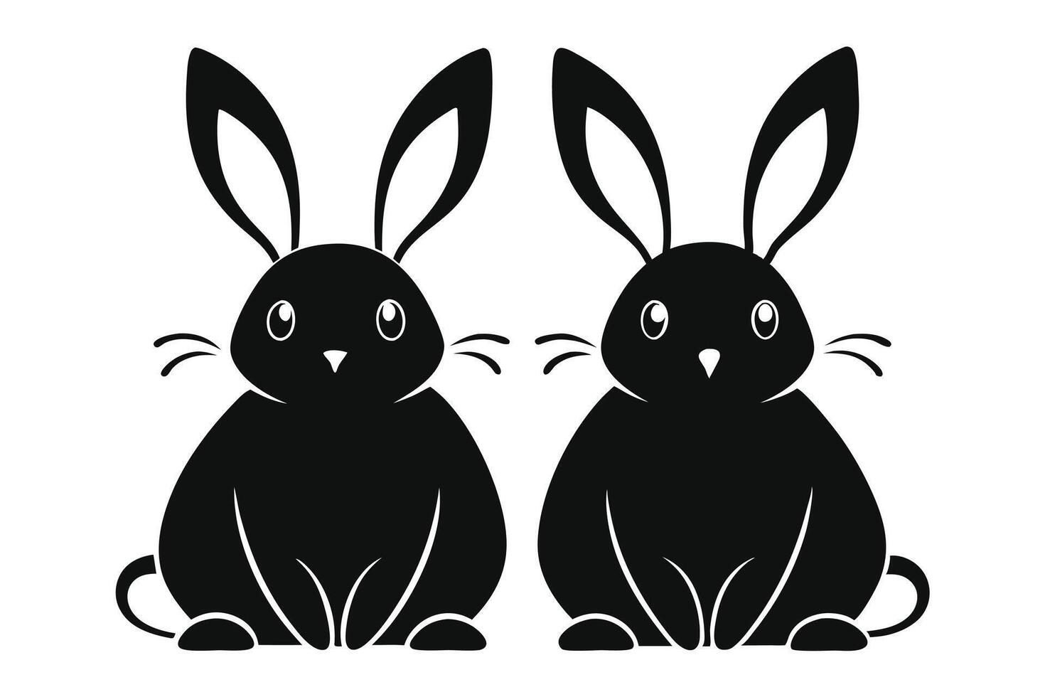 Easter Bunny. Rabbit set. Isolated. Easter Bunny silhouette vector