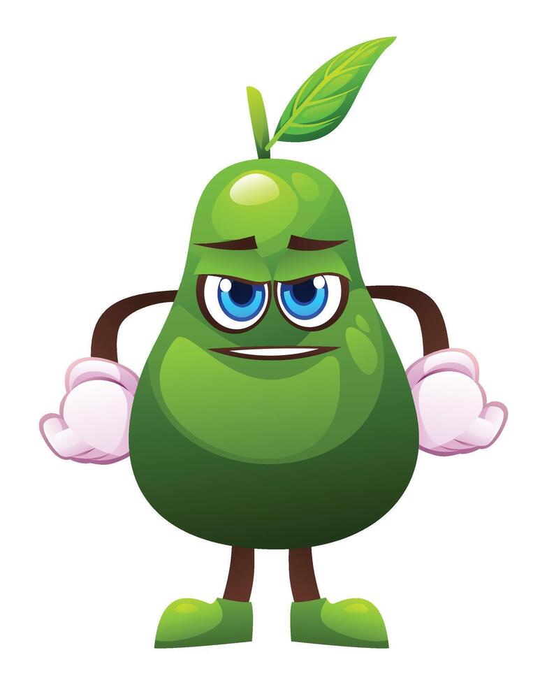 Cute avocado character, expressing readiness. Cartoon illustration vector