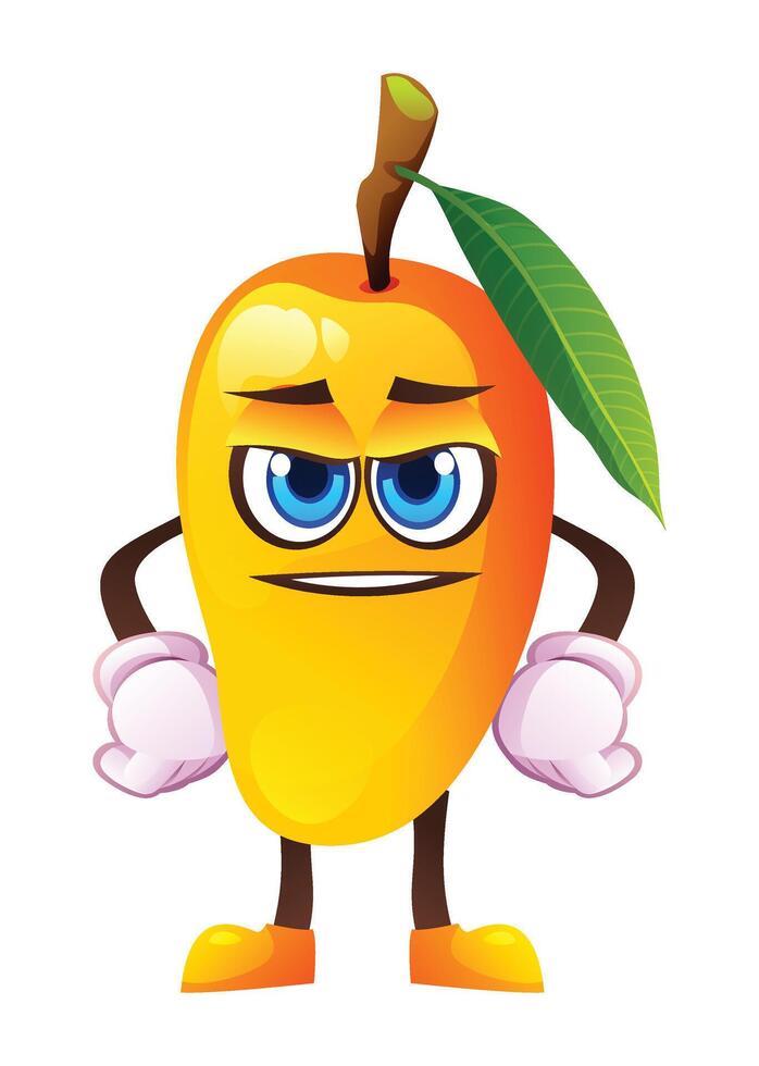 Cute mango character, expressing readiness. Cartoon illustration vector