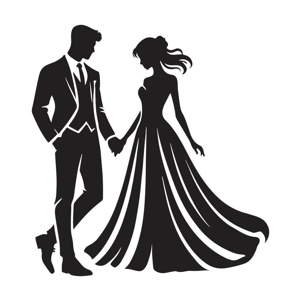 silhouette of a loving couple on a white background. vector