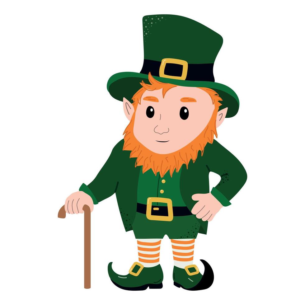Cute leprechaun in a green suit for St. Patrick's Day vector