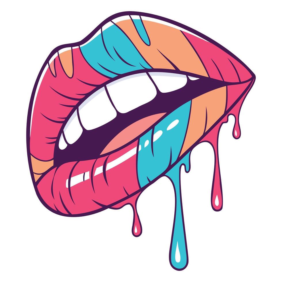 Pop Art Lips - Fashionable Colorful Lipstick Illustration vector