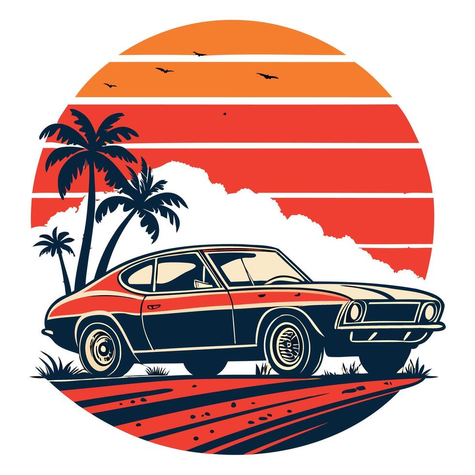 Rustic Retro Car Art vector