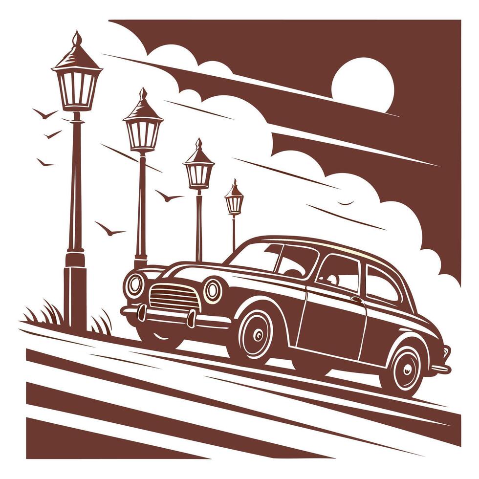 Timeless Vintage Car Graphic Tee vector