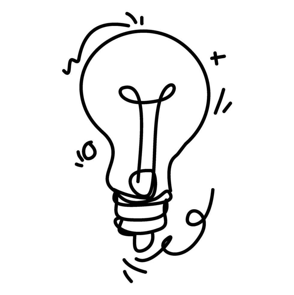 Line art drawing of a light bulb, symbolizing ideas, innovation, and education. Perfect for educational materials, brainstorming vector