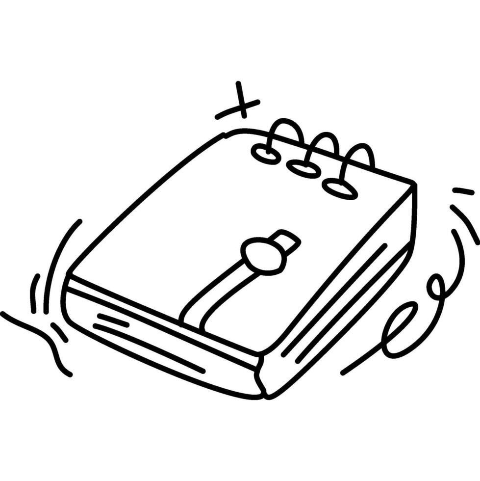 Line art drawing of a notebook, symbolizing note taking, writing, and learning. Perfect for back to school materials vector